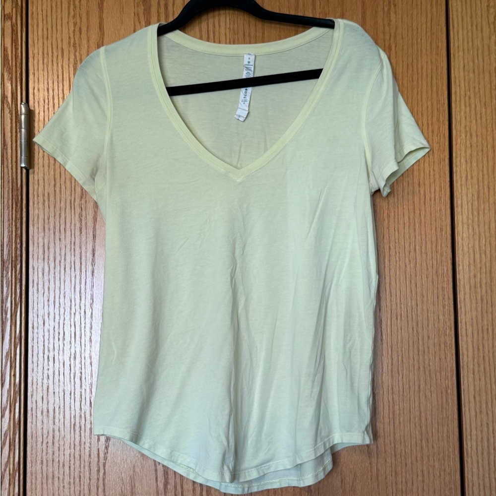 Lululemon Athletica Soft Yellow V-Neck Tee
